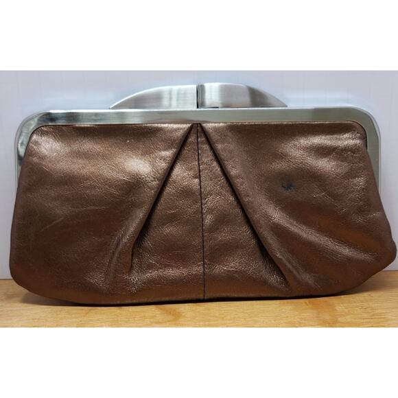 HOBO Handbags - HOBO International Hayward Bronze Metalic leather Clutch 3 Chain Handle See Pics